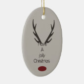 Jolly Christmas Reindeer Antlers Keramikornament (Rechts)