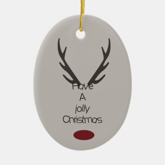 Jolly Christmas Reindeer Antlers Keramikornament (Vorne)
