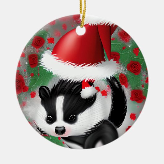 Jolly Christmas Skunk Keramik Ornament (Vorne)