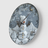 Jolly Christmas Snowman Delight Große Wanduhr (Winkel)