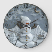 Jolly Christmas Snowman Delight Große Wanduhr (Vorderseite)