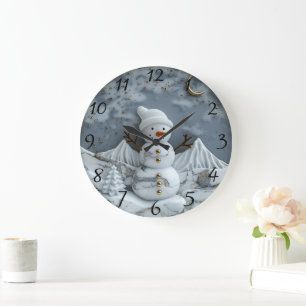 Jolly Christmas Snowman Delight Große Wanduhr