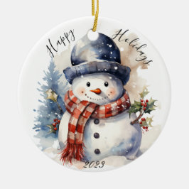 Jolly Christmas Snowman Holiday Ornament