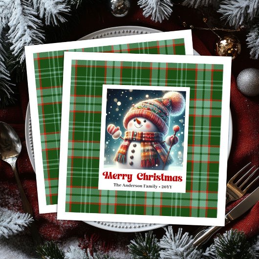 Jolly Christmas Snowman Napkins Personalized Kids  Serviette