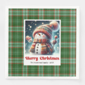 Jolly Christmas Snowman Napkins Personalized Kids Serviette (Vorderseite)