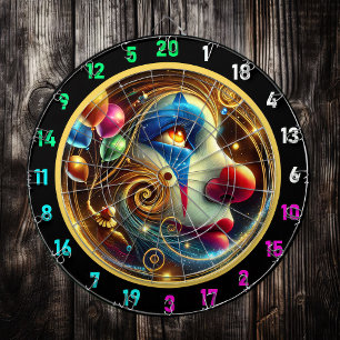 Jolly Clown mit Roter Nase und Balloons Dartscheibe