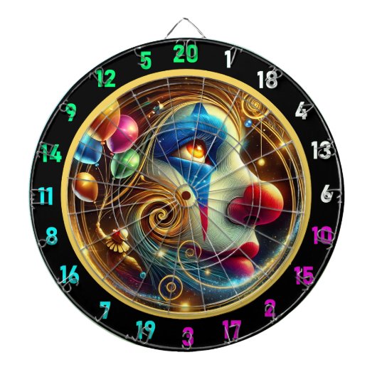 Jolly Clown mit Roter Nase und Balloons Dartscheibe (vorne)