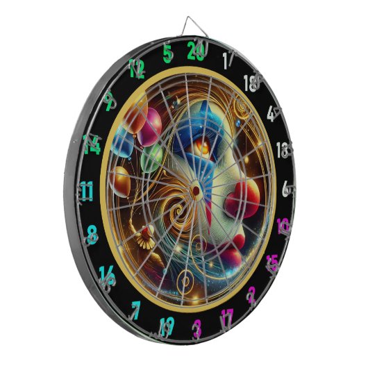 Jolly Clown mit Roter Nase und Balloons Dartscheibe (Vorderseite Links)