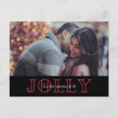 Jolly Couple Foto Weihnachtsbudget Feiertagspostkarte (Vorderseite)