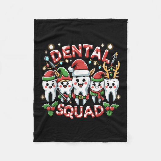 Jolly Dental Squad Celebration Christmas Teeth Den Fleecedecke (Vorderseite)
