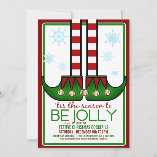 Jolly Elf Christmas Cocktail Party Einladung (Vorderseite)