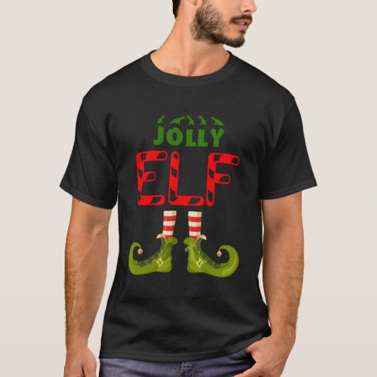 Jolly Elf Funny Group Matching Family Pajamas für T-Shirt (Vorderseite)