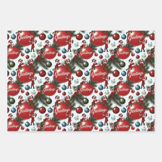 Jolly Elf Jamboree Geschenkpapier Set (Vorderseite)