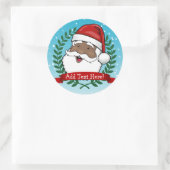 Jolly Ethnic Santa Custom Text Runder Aufkleber (Tasche)