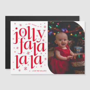Jolly Fa La La La La Whimsical Foto Holiday Card Magneteinladung