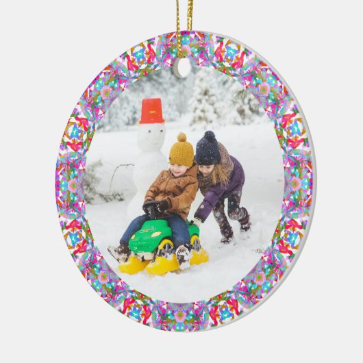 Jolly Festive Custom Christmas Foto Picture Frame Keramik Ornament (Links)