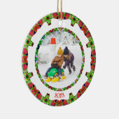 Jolly Festive Custom Christmas Foto Picture Frame Keramik Ornament (Rechts)