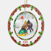 Jolly Festive Custom Christmas Foto Picture Frame Keramik Ornament (Links)