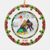 Jolly Festive Custom Christmas Foto Picture Frame Keramik Ornament (Hinten)