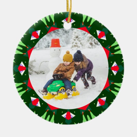 Jolly Festive Custom Christmas Foto Picture Frame Keramik Ornament (Vorne)