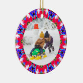 Jolly Festive Custom Christmas Foto Picture Frame Keramik Ornament (Rechts)
