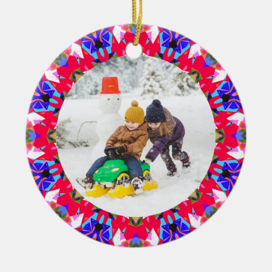 Jolly Festive Custom Christmas Foto Picture Frame Keramik Ornament (Vorne)