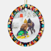Jolly Festive Custom Christmas Foto Picture Frame Keramik Ornament (Links)