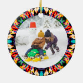 Jolly Festive Custom Christmas Foto Picture Frame Keramik Ornament (Hinten)