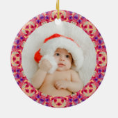Jolly Festive Custom Christmas Foto Picture Frame Keramik Ornament (Hinten)