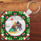 Jolly Festive Custom Christmas Foto Picture Frame Schlüsselanhänger (Rückseite)