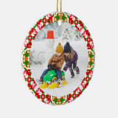 Jolly Festive Red Christmas Foto Picture Frame Keramik Ornament (Rechts)