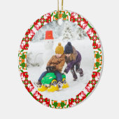 Jolly Festive Red Christmas Foto Picture Frame Keramik Ornament (Links)