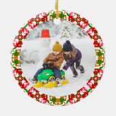 Jolly Festive Red Christmas Foto Picture Frame Keramik Ornament (Hinten)