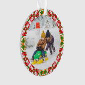 Jolly Festive Red Christmas Foto Picture Frame Ornament (Vorderseite)