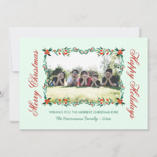 Jolly Floral Frame Christmas Foto Holiday Feiertagskarte