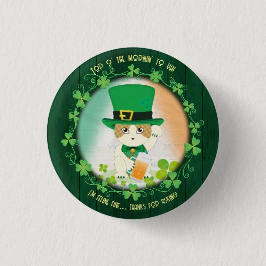 Jolly Ginger Tabby Irish Cheer Button (Vorderseite)