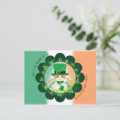 Jolly Ginger Tabby Irish Cheer Postkarte (Stehend Vorderseite)