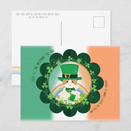 Jolly Ginger Tabby Irish Cheer Postkarte (Vorne/Hinten)
