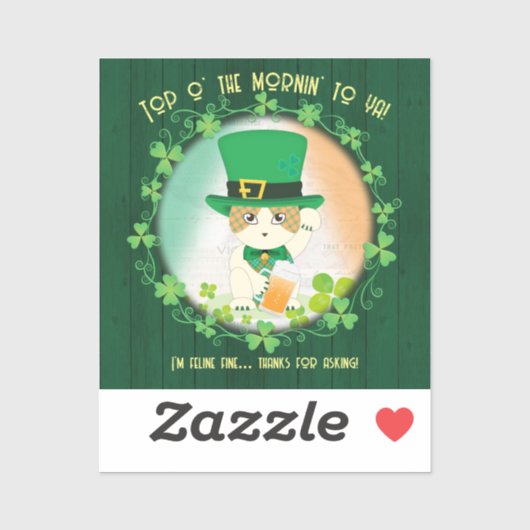 Jolly Ginger Tabby Irish Cheer Vinyl Sticker (Blatt)