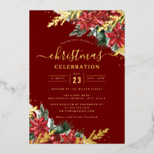 Jolly Gold Leaf Foliage Christmas Party Folieneinladung