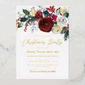 Jolly Gold Shimmer Blume Party Folieneinladung (Vorderseite)