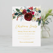 Jolly Gold Shimmer Blume Party Folieneinladung (Stehend vorne)