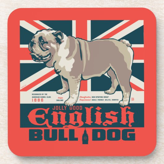 Jolly Good English Bulldog Getränkeuntersetzer (Vorderseite)