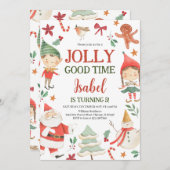 Jolly Good Time Elves Birthday Einladung (Vorne/Hinten)