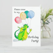 Jolly Green Dragon Geburtstagspartei Einladung (Stehend Vorderseite)