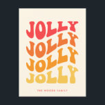 Jolly Groovy Wavy Colorful Christmas Feiertagspostkarte<br><div class="desc">Jolly Jolly Jolly Jolly Weihnachtskarte: ein Retro-Design,  mit einer wavy Vintagen Typografie und einer farbenfrohen Palette.</div>