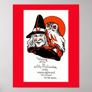 Jolly Halloween Beängstigend Sights Thrillers Vint Poster