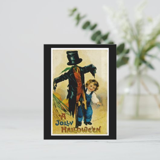 Jolly Halloween Scarecrow Postkarte (Stehend Vorderseite)