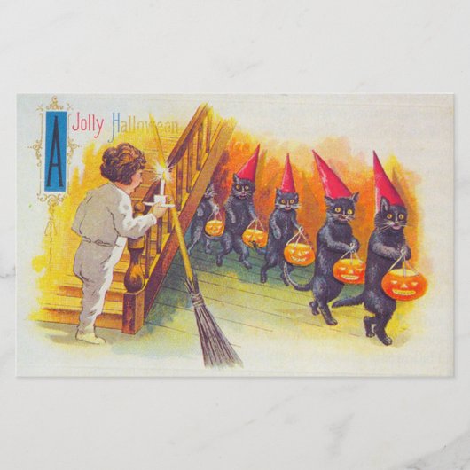 Jolly Halloween (Schwarze Katzen) Briefpapier (Vorderseite)