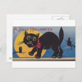 Jolly Halloween Vintag Cat Feiertagspostkarte (Vorne/Hinten)